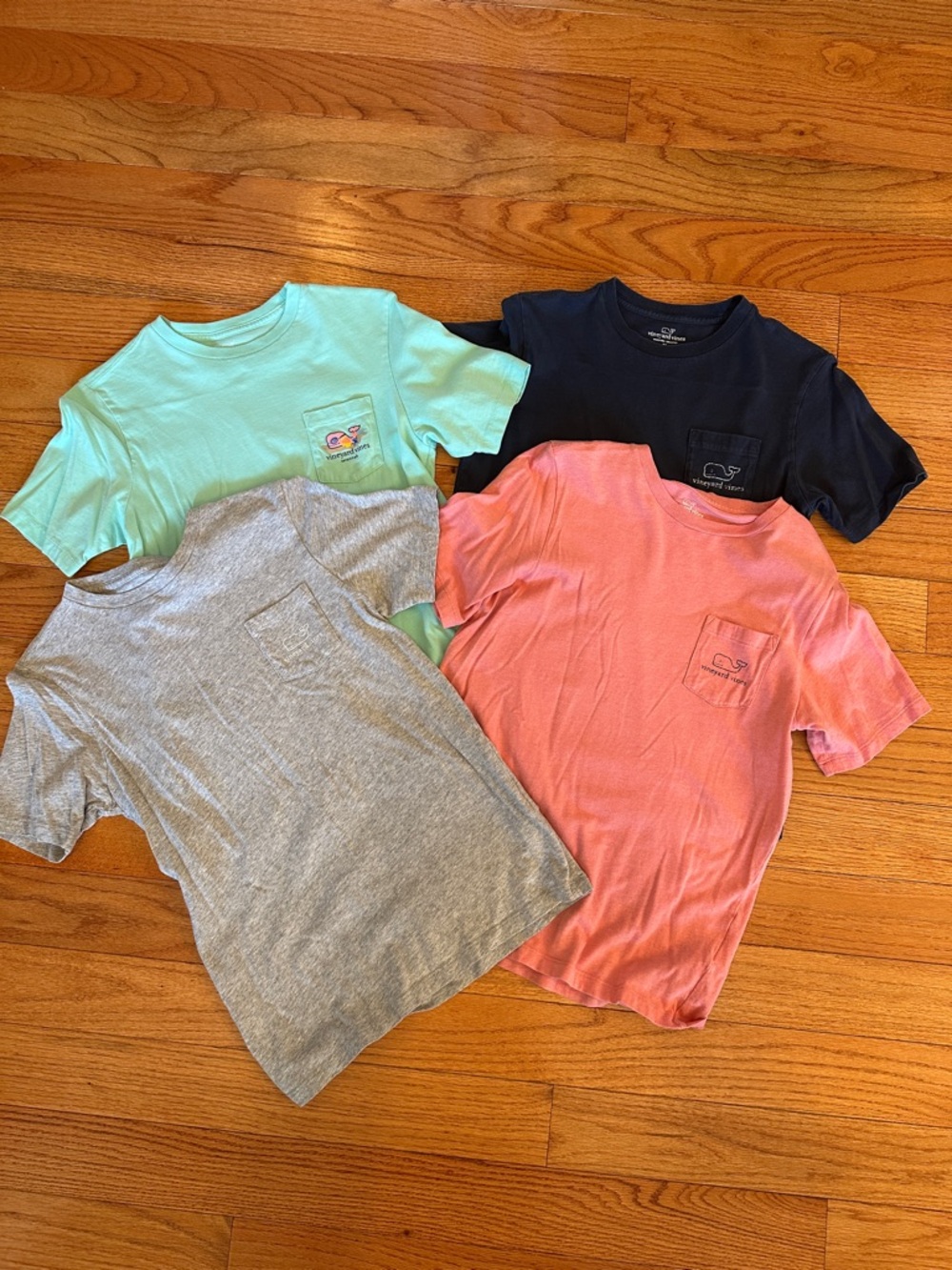 Vineyard Vines Kids Pocket Tee - Coral Pink, Mint, Navy, Gray Size M